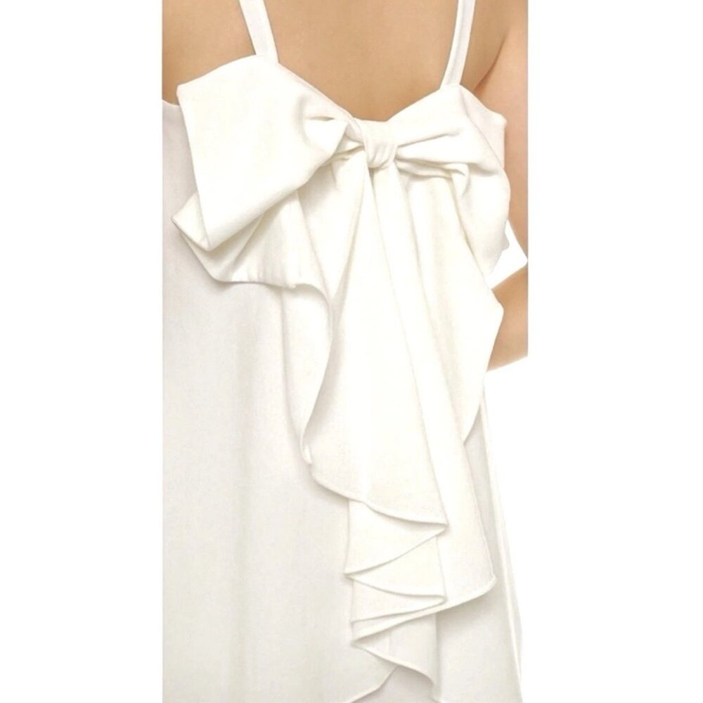 Club Monaco Davie Bow Dress Sz 8 White Crepe Mini Fairycore Wedding Whimsy